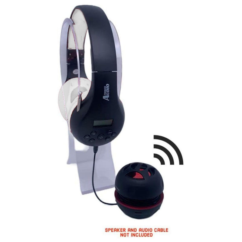 Things Audio Portable Personal FM Radio Headphones Pull-Out Antenna for Great Reception, Walking, Jogging, Relaxing, School, Talk Radio - Powered by 2AA Batteries (Not Included) (Black & White) Black & White