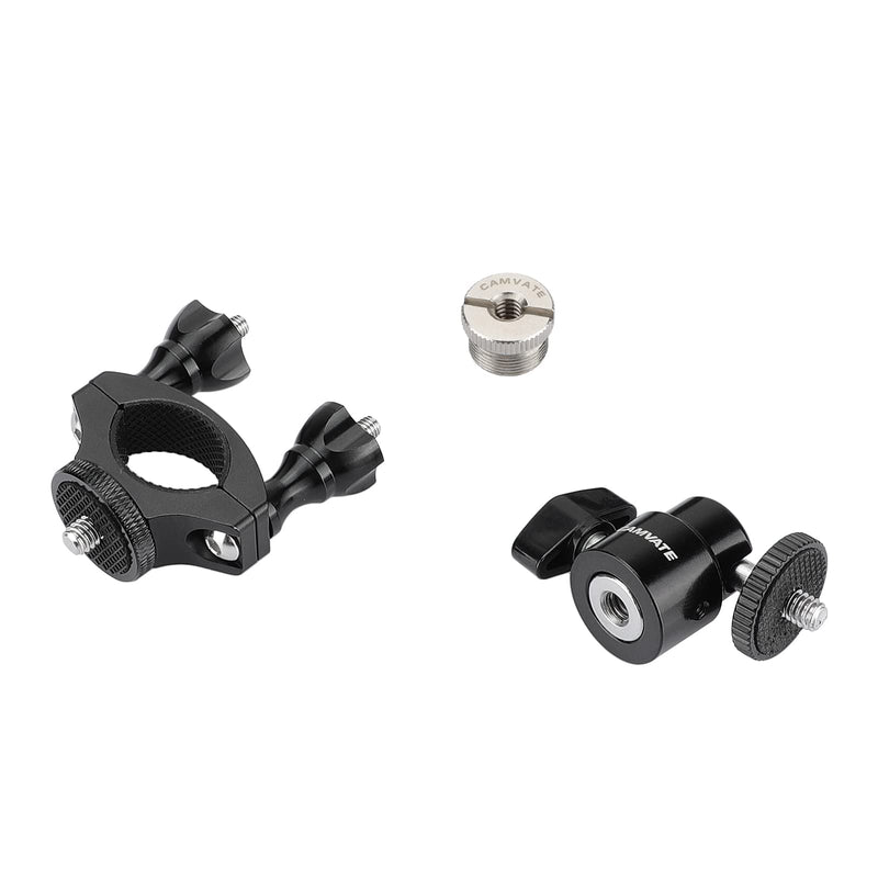 CAMVATE Rod Clamp Mount Holder (18mm -32mm) with Adjustable Ball Head & 5/8"-27 Male Thread Screw for Microphone Stand - 2856