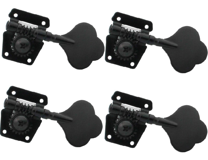 Guyker Bass Machine Heads (4 for Right) – Open Gear Tuning Key Pegs Tuners Replacement for Electric Jazz Bass or Precision Instruments (Black) 4 for Right Black