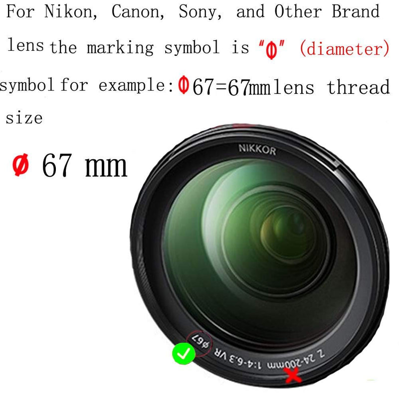 Shenligod 67mm Lens Cap 2pcs with Lens Cap Leash Hole Bundle for Canon for Nikon for Sony DSLR and Other Brand of Cameras Lens