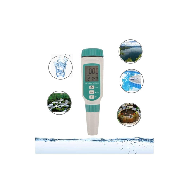 Digital Salinity Meter,Electronic Waterproof Water Quality Temp Test Meter ,0.00ppt-9.99ppt, 10.0ppt-50ppt Seawater Pool Aquarium Fish Multifunction Salinity Guage