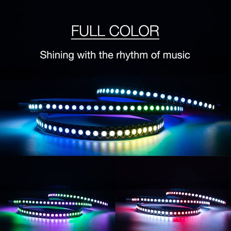 [AUSTRALIA] - KWMSTPLT WS2812B led Strip Individually Addressable Light Programmable Dream Color SMD 5050 RGB Pixel Flexible Strip Rope Light DC5V (3.2FT 144LEDS Non-Waterproof, Black PCB) 3.2FT 144LEDS Non-Waterproof 