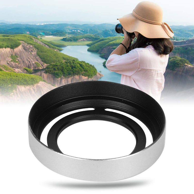 Oumij1 Hollow Metal Lens Hood - Compact Lens Hood - Detachable Camera Lens Hood - for Fuji X10/X20/X30 Camera(Silver) Silver