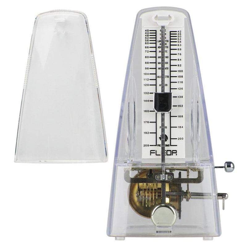 FLEOR Professional Pyramid Mechanical Metronome Musical Timer Beat Tempo for Guitar Bass Piano Violin, Transparent