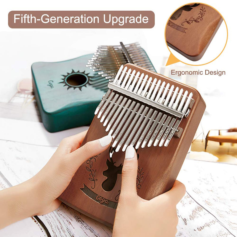 Reindeer Pattern Kalimba - 17 Keys kalimba Thumb Piano, High Performance Professional Musical Instrument Mbira Finger Piano with Tuning Hammer,Gifts for Kids and Adult Beginners (Brown)