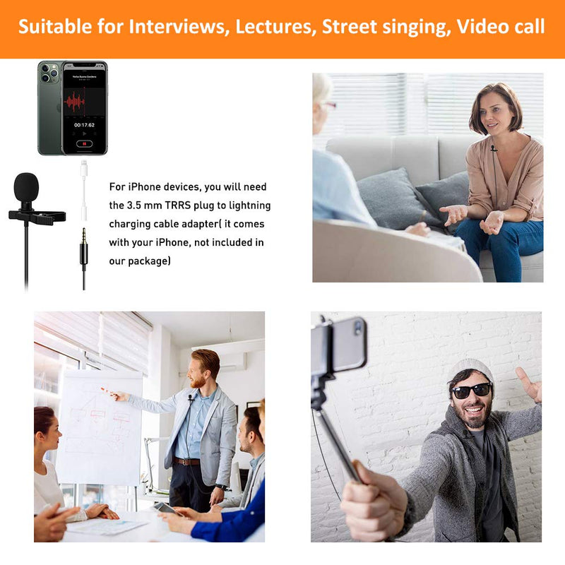 [AUSTRALIA] - Professional Lavalier Lapel Microphone Complete Set - Omnidirectional Condenser Grade Audio Video Recording Mic for Android/iPhone/PC/Camera for Interview, YouTube, Video Conference, Podcast 