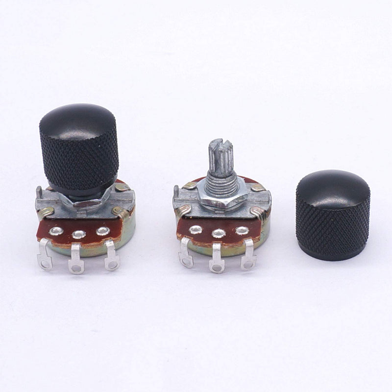 Taiss / 2pcs B250K 15mm Split Shaft Audio Guitar Potentiometers Volume Taper Variable Music Guitar Bass Parts+2pcs metal knob（Black）wh138-B250K-knob10bk