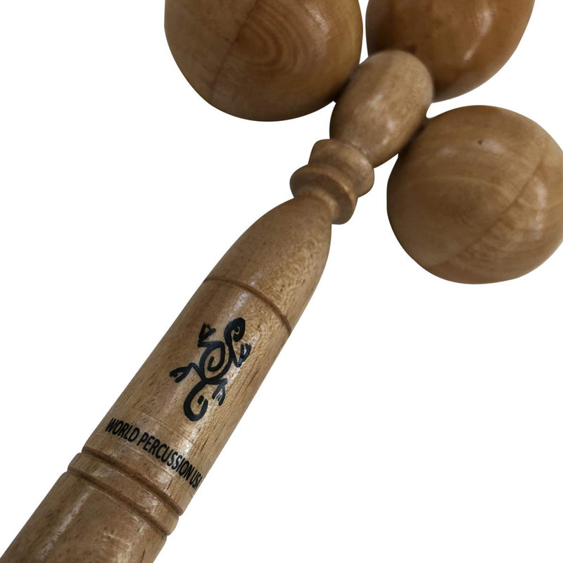 Triple Maraca Musical Instrument - Solid Wood - Egg Shaker Rattle Toy