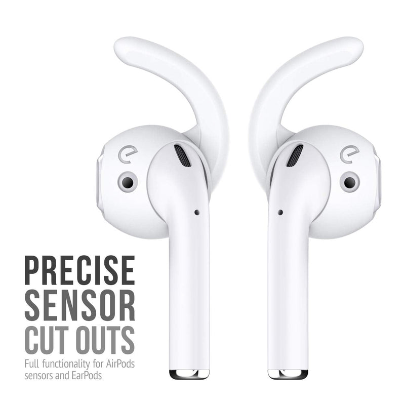 KeyBudz EarBuddyz 2.0 Ear Hooks and Covers Accessories Compatible with Apple AirPods or EarPods Headphones/Earphones/ Earbuds (3 Pairs) (Clear) Clear