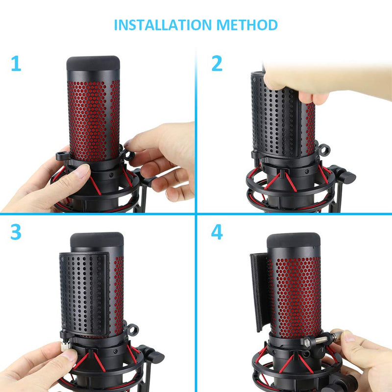 HyperX QuadCast Microphone Windscreen - Mic Pop Filter Mic Shield Mask Three Layers Metal Foam Pop Screen Compatible with HyperX QuadCast S Mic by YOUSHARES