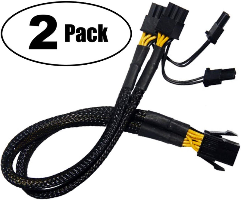 PCI-e 6 Pin to Dual PCIe 8 Pin (6+2) Graphics Card PCI Express Power Adapter GPU VGA Y-Splitter Extension Cable Mining Video Card Sleeved Power Cable 9 inches 2 Pack TeamProfitcom
