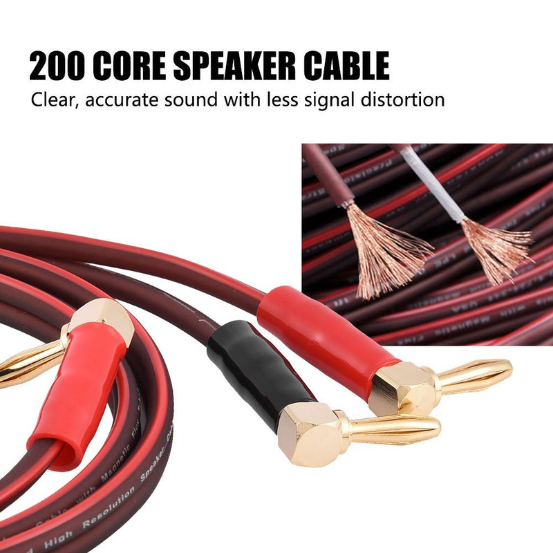 Garsent Pure Copper Speaker Wire with Gold Plated Banana Plugs,Speaker Cable Right Angle L Type Banana Plugs(3M) 3M