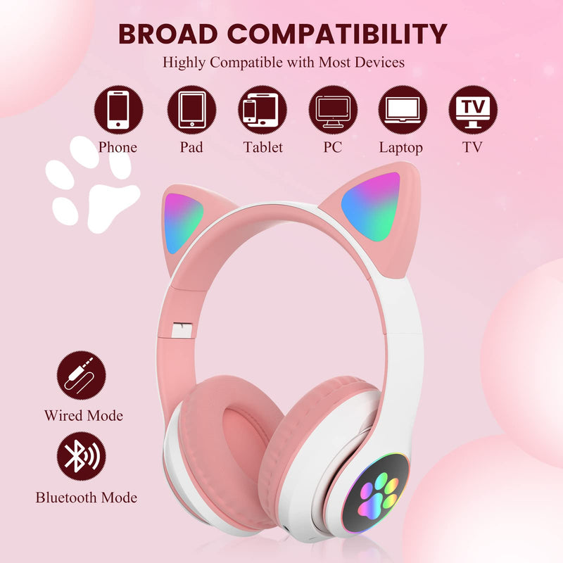 [AUSTRALIA] - DVUIYYL Kids Headphones for School, Wireless Headphones for Kids and Adults, Kids Bluetooth Headphones with Microphone, Cat Ear Headphones for Girls and Boys 