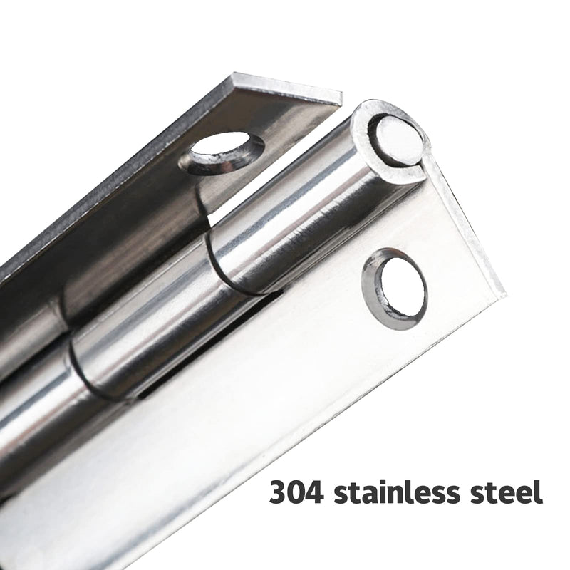 4PCS 12Inch Piano Hinge, Heavy Duty 304 Stainless Steel Continuous & Piano Hinges, 0.04" Thickness, 1.2" Open Width, Screws Included (12 inch, Silver) 12 Inch