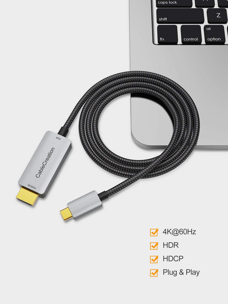 USB C to HDMI Cable 3FT HDR 4K@60Hz, 2K@144Hz, 2K@120Hz, CableCreation USB Type C to HDMI Adapter Thunderbolt 3 Compatible for MacBook Pro/Air, iMac, iPad Pro 2020, Galaxy S20 S10/Note 10 and More 3.3FT