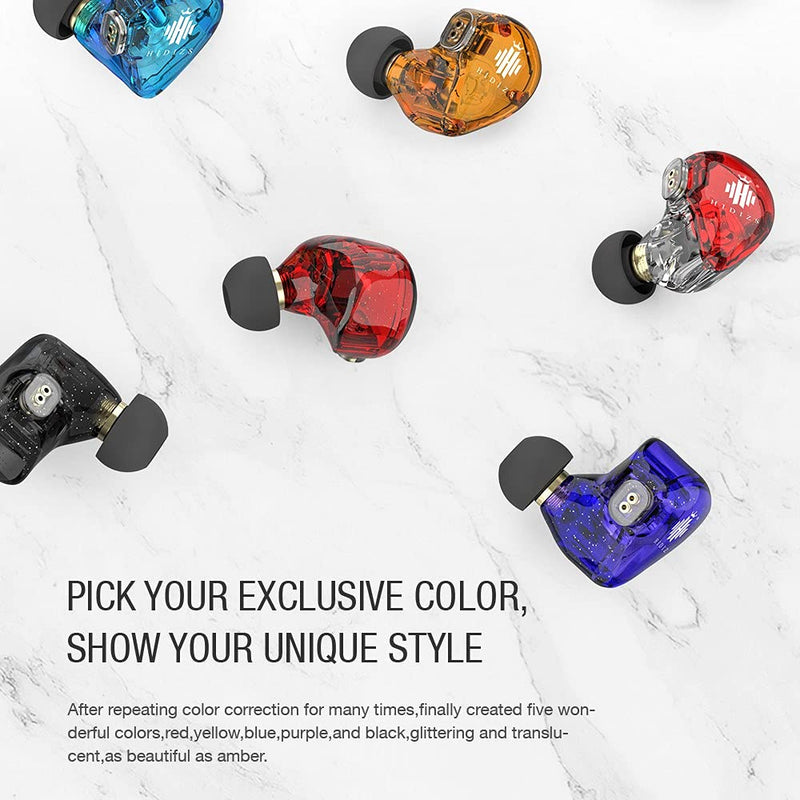 HIDIZS MS1-Rainbow in-Ear Monitor Headphones, Hi Res Wired Earphones, Polymer Diaphragm Hi-Fi IEM Earphones with Detachable Cable 2pin 0.78mm for Android Smartphones/Audio Players (Red Transparent) Red & Transparent