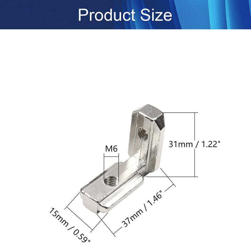 Juvielich Interior Joint Bracket Inside Corner Connector for European Standard Aluminum Extrusion Profile 30 Series,1.46"x1.22"(LxH) 6PCS
