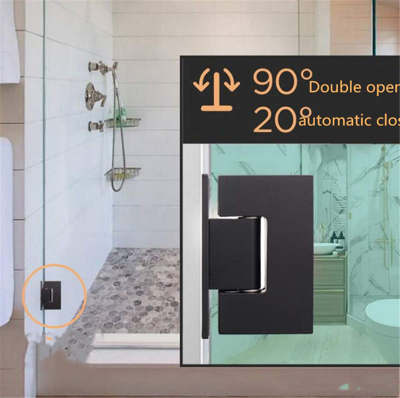 [AUSTRALIA] - Heavy Duty 90 Degree Glass Door Cupboard Showcase Cabinet Clamp Glass Shower Doors Hinge Replacement Parts Wall-to-Glass (Black) Black 
