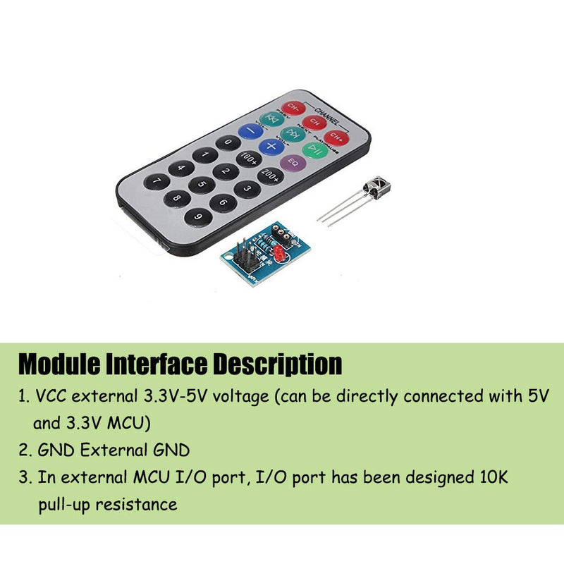 KOOBOOK 2Sets HX1838 NEC Infrared IR Wireless Remote Control Sensor Module IR Receiver Module DIY Kit for arduino