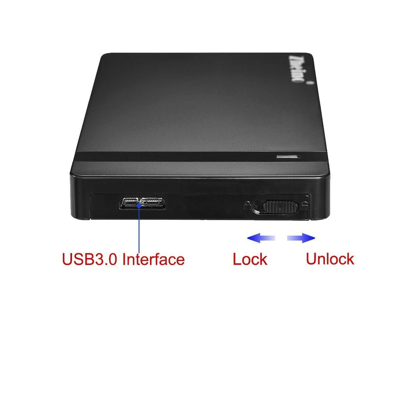 Zheino 2.5 Inch USB 3.0 Hard Drive Disk HDD External Enclosure Case with USB 3.0 Cable for 9.5mm 7mm 2.5" SATA HDD and SSD, Support UASP and Optimized for SSD, Tool-Free 2.5 USB 3.0 SATA Enlosure