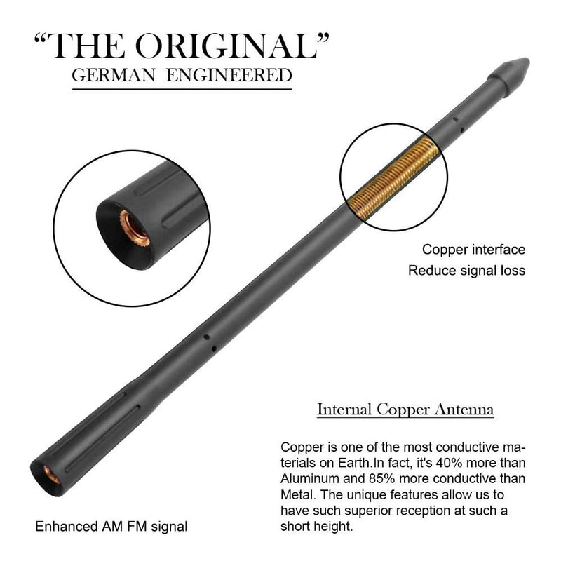 KSaAuto 11 Inch Antenna Compatible with Jeep Wrangler JK JL JLU Sahara Rubicon Gladiator 2007-2020 | Car Wash Proof Flexible Rubber Antenna Replacement | Designed for Optimized FM/AM Signal Reception Black
