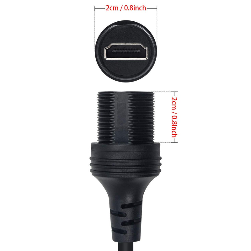 [AUSTRALIA] - Duttek HDMI Flush Mount Cable, HDMI Flush Dash Panel Mount Cable Male to Female Extension Code for Car,Truck, Boat, Motorcycle Dashboard 30cm/12 inch 