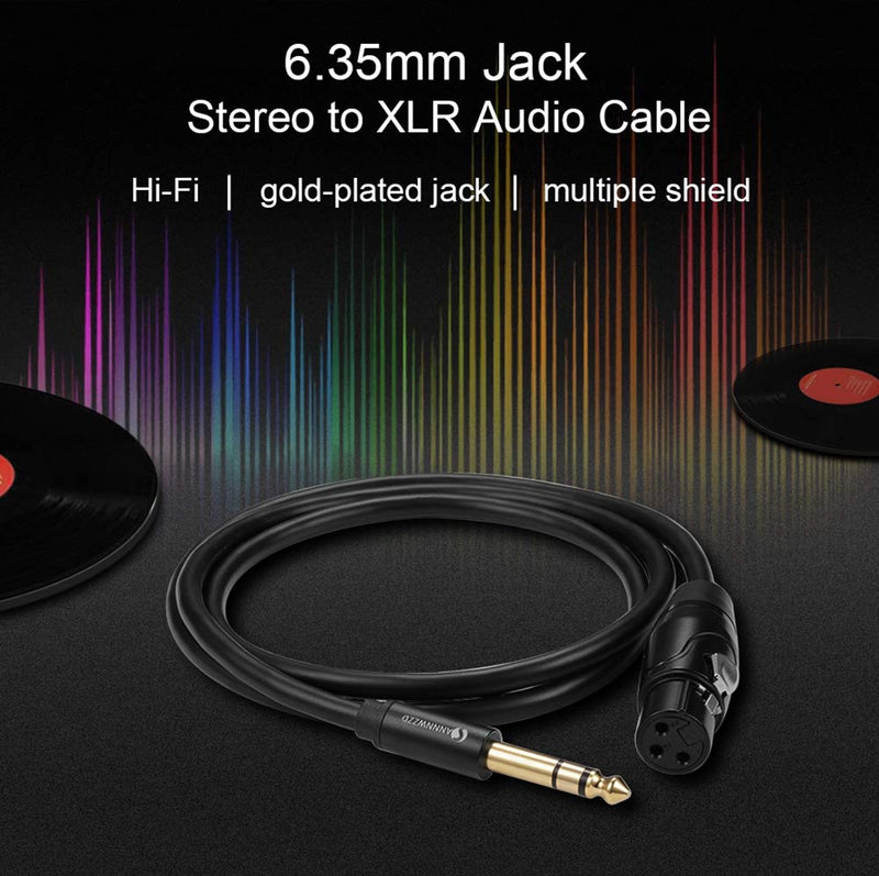 LinkinPerk 6.35mm male plug to 3 pin XLR F female Cable, 6.3mm TRS Stereo Jack TO XLR Balanced MIC Microphone Cable (5M) 5M