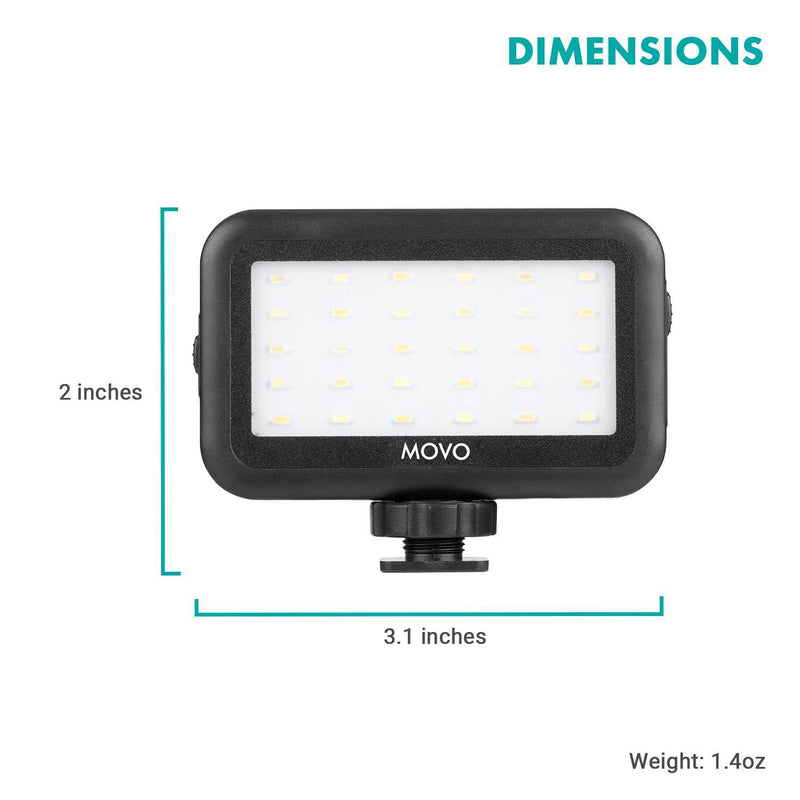 Movo LED-30 Mini LED Light Panel with Adjustable Brightness and Rechargeable Battery - Portable Light Perfect for Photography, Videos, and More