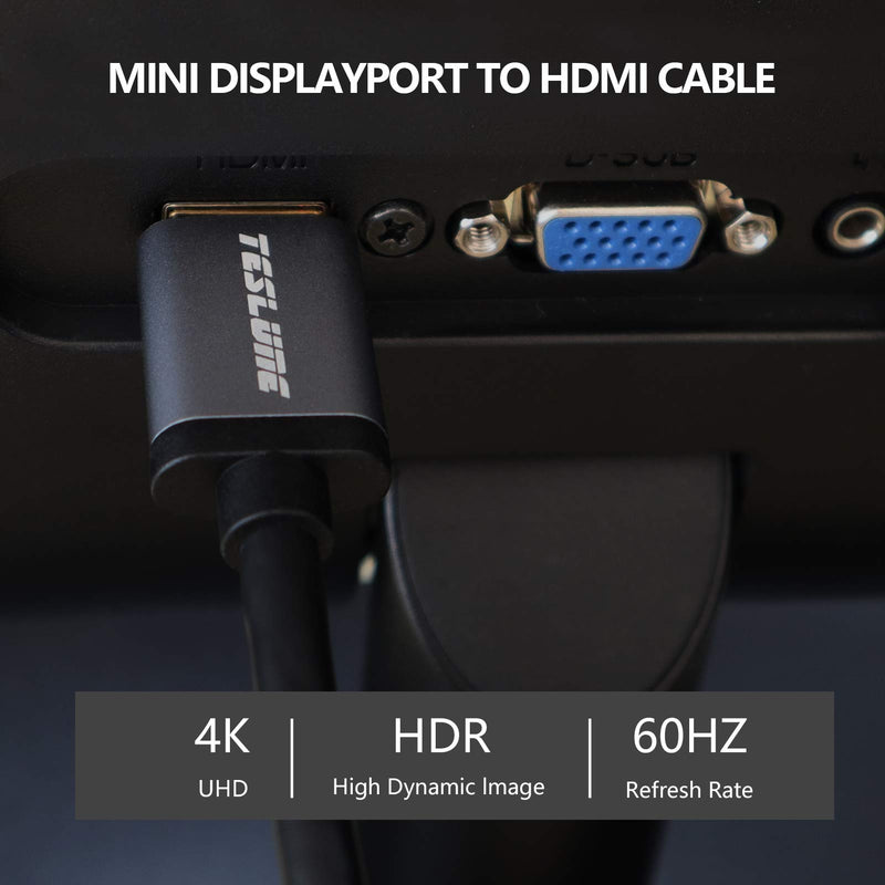 Mini Displayport to HDMI Cable 3.3ft, TESLUNE Gold-Plated Mini DP 1.4 to HDMI 2.0 Cable. 4K2K@60HZ Mini DP-HDMI Cable for MacBook, Thinkpad, Surface pro, Monitor, Projector.