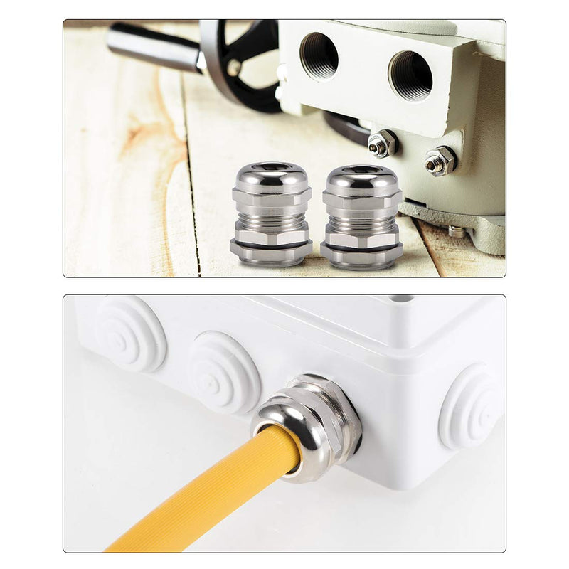 uxcell 3Pcs M22 Cable Gland Metal Waterproof Connector Wire Glands Joints for 10mm-13mm Dia Range
