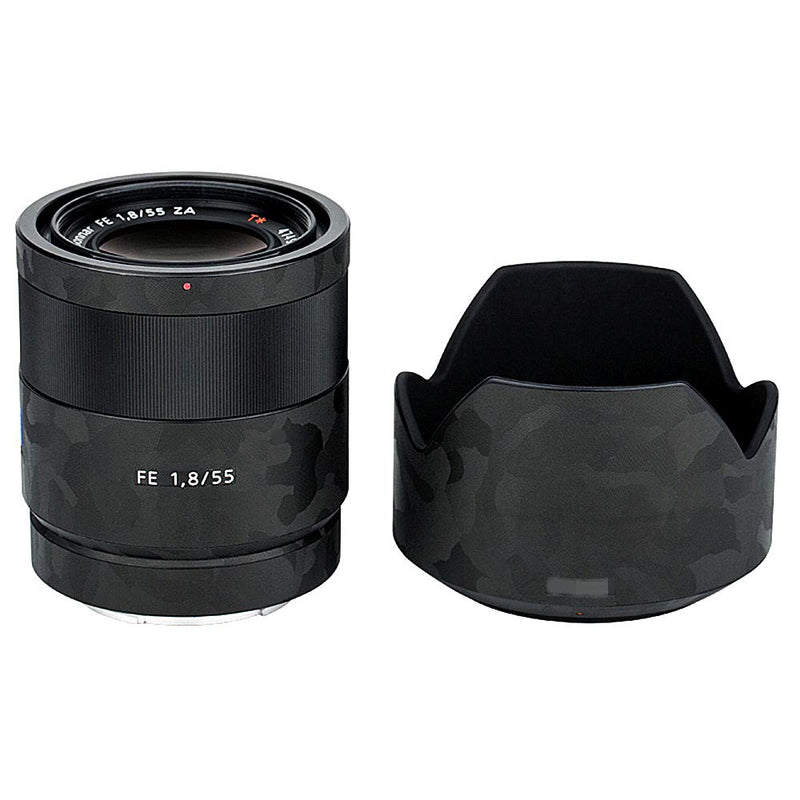 Anti-Scratch Lens and Lens Hood Cover Skin Sticker Protector Film for Sony FE 55mm F1.8 ZA SEL55F18Z Lens & ALC-SH131 Lens Hood Skin Guard Shield - Shadow Black Camouflage Pattern