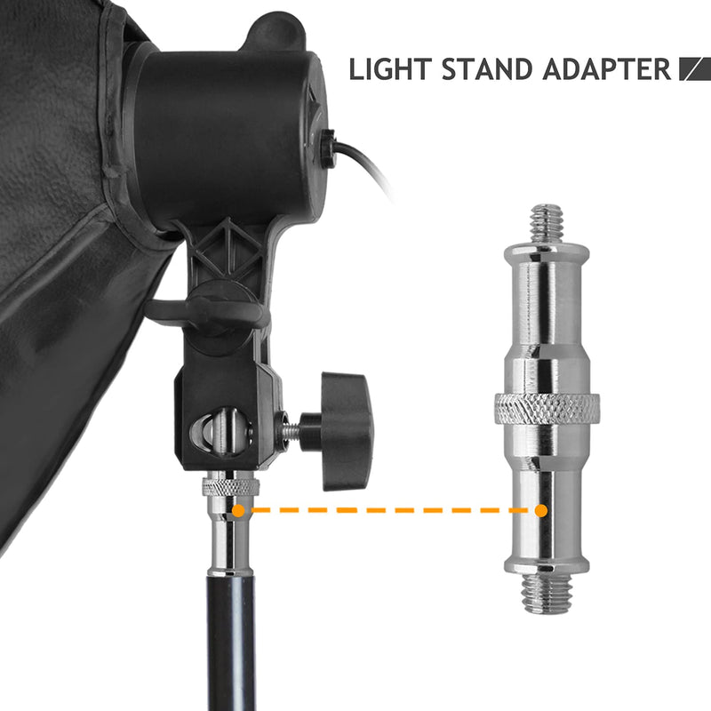 2 Pcs Light Stand Adapter, Spigot Stud 1/4" to 3/8" Metal Male Convertor Threaded Screw Adapter for Studio Light Stand, Camera Tripod Mount, Hotshoe/Coldshoe, Ballhead, Wireless Flash Receiver Frgyee 1/4-3/8 Flash Screw 2pc