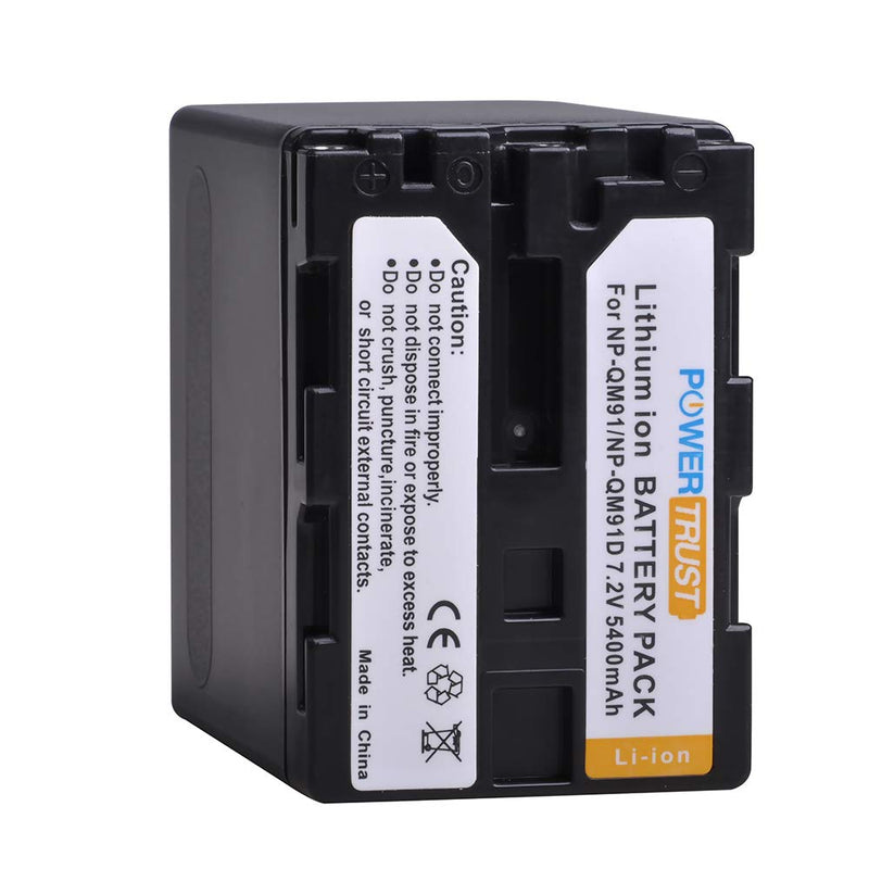 PowerTrust 1Pack 5400mAh NP-QM91D QM91D Battery and LCD USB Charger for Sony NP-QM71D NPQM91D NP-FM50 NP-QM71 NP-FM70 NP-FM90 CCD-TRV328 338 DCR-DVD300 301 DCR-HC14 DCR-PC105 330E DCR-TRV70 80 250 260