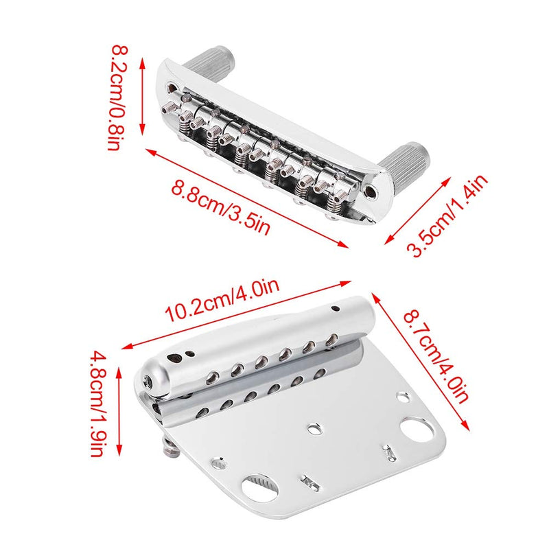 Nickel-plated Copper-zinc Alloy Tremolo Vibrato Tailpiece Bridge Set for Mustang Guitar Replacement Parts.