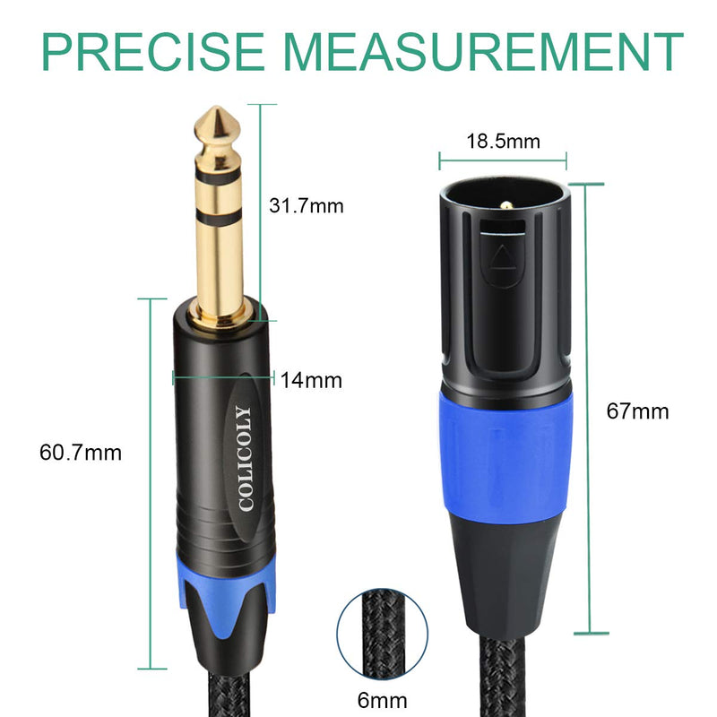 [AUSTRALIA] - COLICOLY 1/4 to XLR Cable, Balanced 1/4 Inch TRS to XLR Male Interconnect Cable Quarter inch to XLR Patch Cord - 10ft 