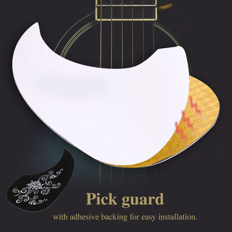 Dilwe 2Pcs Guitar Pickguard Sticker, Comma Shape Pick Guard for Acoustic Guitar Accessory Silver Vine