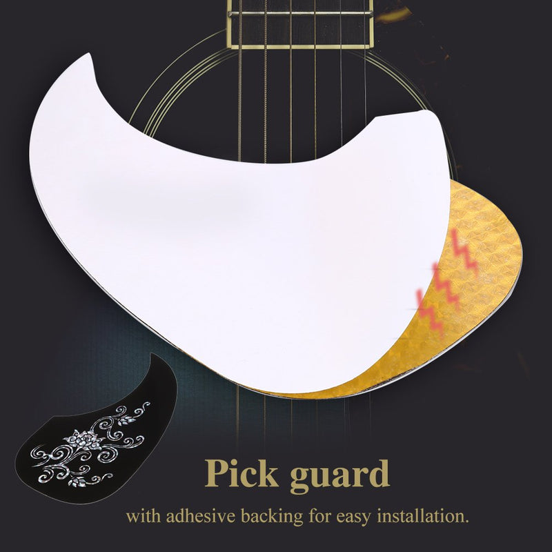 FOTABPYTI Acoustic Guitar Pick Guard, PVC Practical Durable Vine Pattern Pickguard, Music Enthusiast Music Event Performance for Guitars Silver flower vine