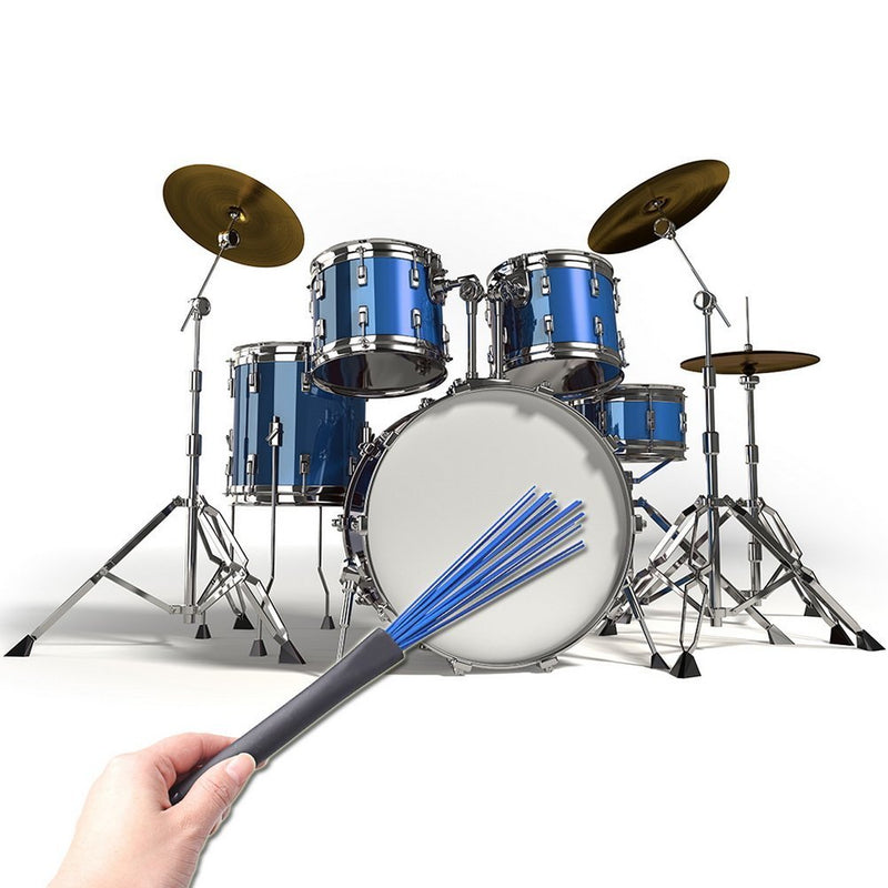 Timiy (1Pair) 13Inch Retractable Nylon Drum Brushes For Jazz Rock (Blue+Black)