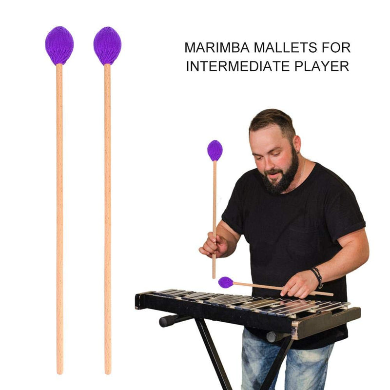 Marimba Mallets, Marimba Sticks Marimba Parts Percussion Mallets Marimba Accessory Percussion Instruments Accessory With Wool Heads And Beech Handles For Intermediate Players(Purple) Purple