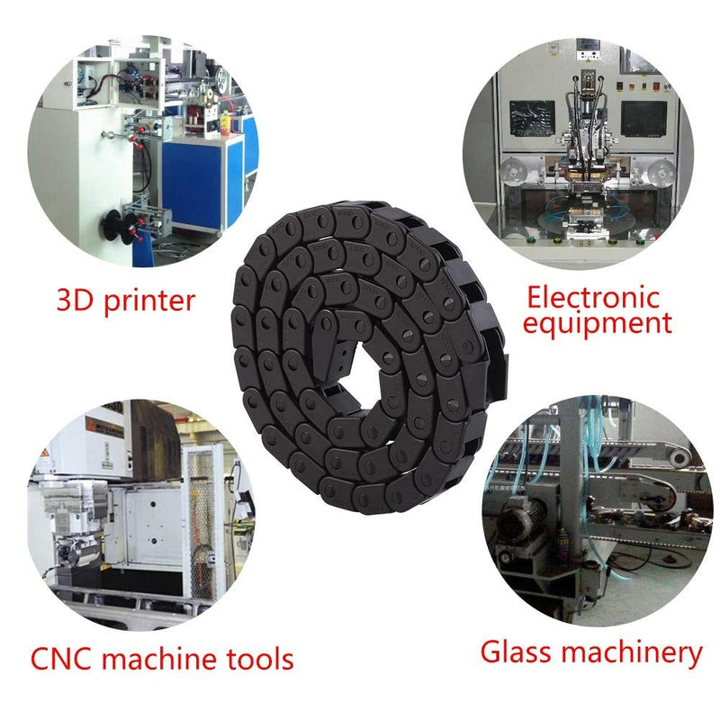 Heyiarbeit 10x11mm Plastic Cable Wire Carrier Drag Chain 1M R28 with End Connectors Open Type for Electrical Machines CNC Black 1Pcs