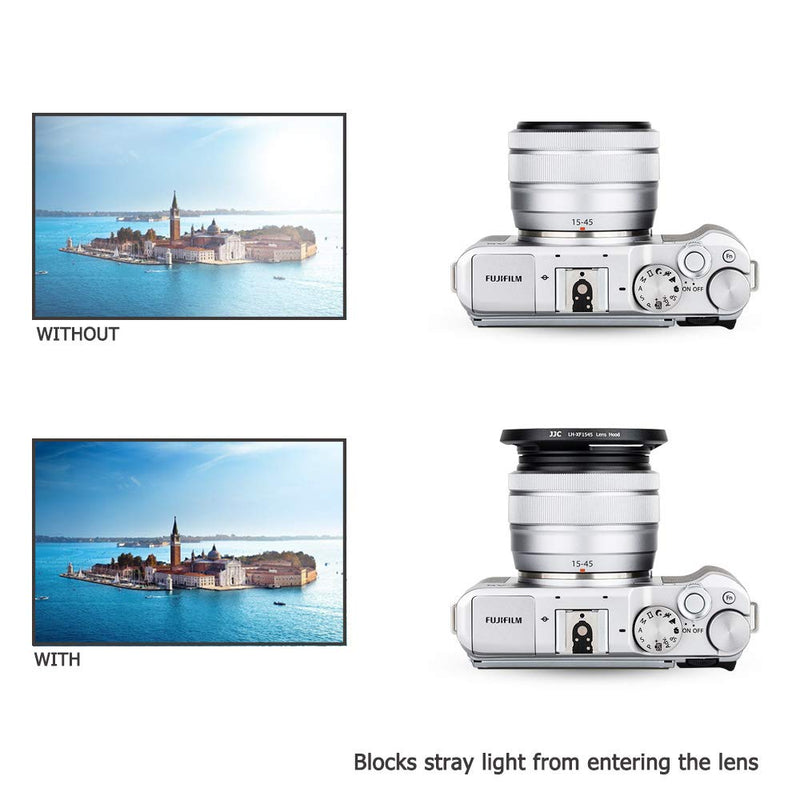 52mm Screw In Lens Hood Shade Cover for Fujifilm Fuji Fujinon XC 15-45mm F3.5-5.6 OIS PZ Lens on Camera X-T30 X-T20 X-T10 X-T200 X-T100 X-A7 X-A5 X-A10 X-E3 X-E2S X-E2 X-S10 X-T4 X-T3 X-T2 Xpro3 Xpro2