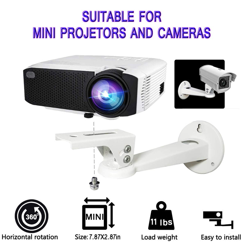 Angle Adjustable Projector Mount,2-Be-Best Mini Projector Wall Mount, Projector Hanger with Load 7.8 lbs Length 7.9" 360 Degree Rotation 1/4 Mounting Screw Projector Mount White
