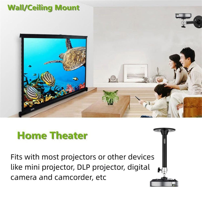 [AUSTRALIA] - Boewill Mini Ceiling Wall Projector Mount Stand 360° Rotation Tripod Mount Compatible with Most Mini Projectors Digital Camera Camcorder (215mm, Black) 002B 