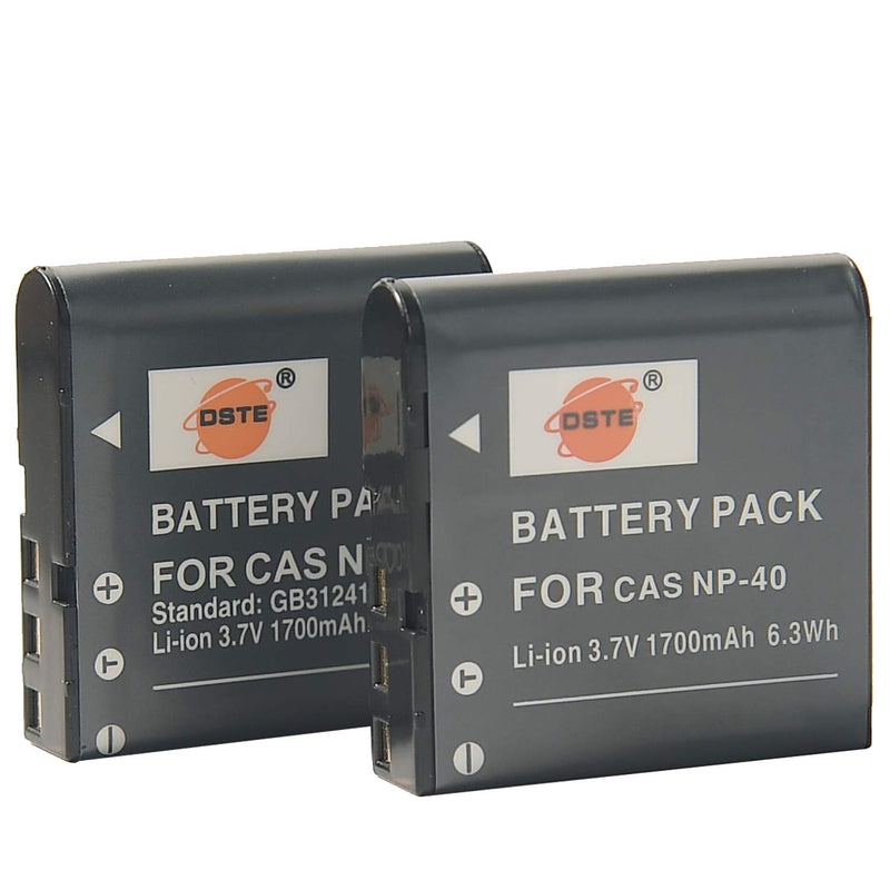 DSTE Replacement for 2X NP-40 Battery + DC73 Travel and Car Charger Adapter Compatible Casio EX-FC100 FC150 FC160S Z400 PRO P505 P600 P700 Zoom Z100 Z1000 Pentax XG-1 Camera as LB-060