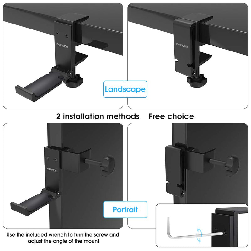 aceyoon Under Desk Headphone Stand Foldable Gaming Headset Hanger Mount Universal Metal Earphone Holder Hook with Adjustable Clamp Screwless Installation Multifunctional for Headsets, Umbrellas, Bags