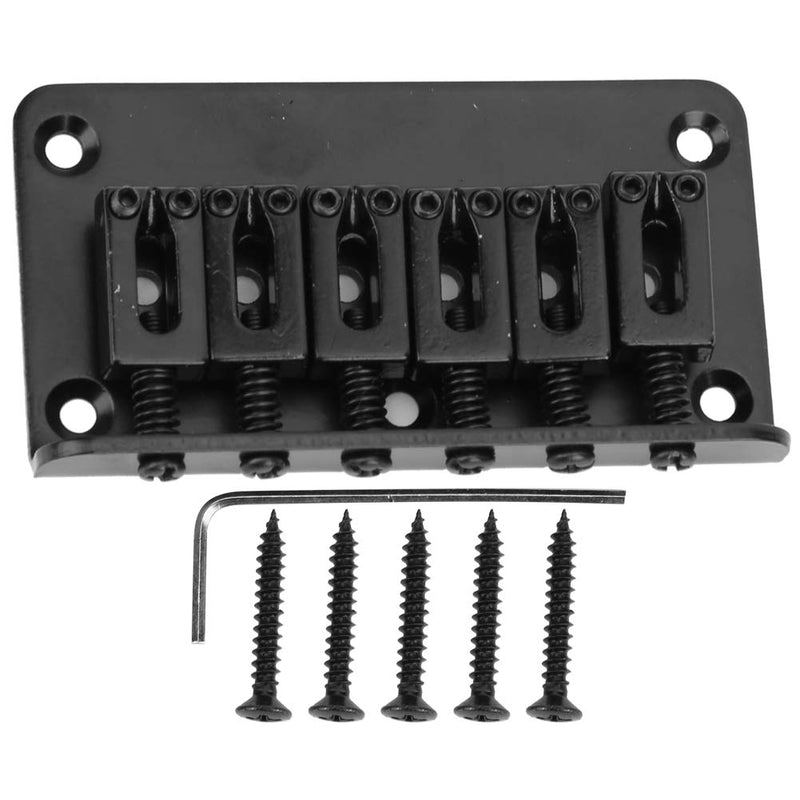 6-Strings Fixed Bridge Electric Guitar Hardtail Saddle Bridge Replacement Parts with Wrench 78mm (Black) Black