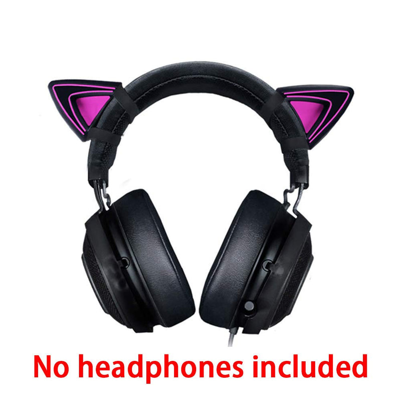 HUYUN Silicone Cat Kitty Ears Lovely Attachable Accessory Compatible for Razer Kraken 2019, Kraken TE Headsets (Purple) Purple