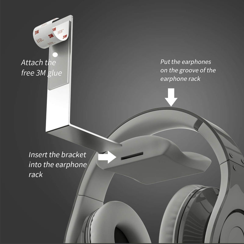 PC Gaming Headphone Wall Mount, Headset Hook for Wall, Hanger for Headset Gray