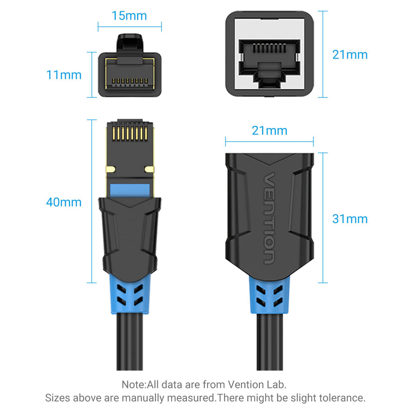 VENTION Ethernet Extension Cable 3FT,Shielded RJ45 Male to Female Connector - Cat6 SSTP Ethernet Extension Patch Cable,Computer LAN Cable(Cat6 Cable)(3FT/1M)