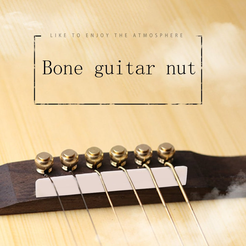 Classical Guitar Saddle Bone, Cow Bone Nut Split Head Nut & Bridge Nut for 6 Strings Classical Guitar and Acoustic Guitar 2 Pairs